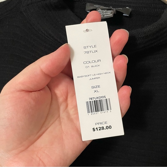 French Connection Babysoft High Neck Jumper Mock Neck Sweater Black Size XL NWT - Picture 6 of 8